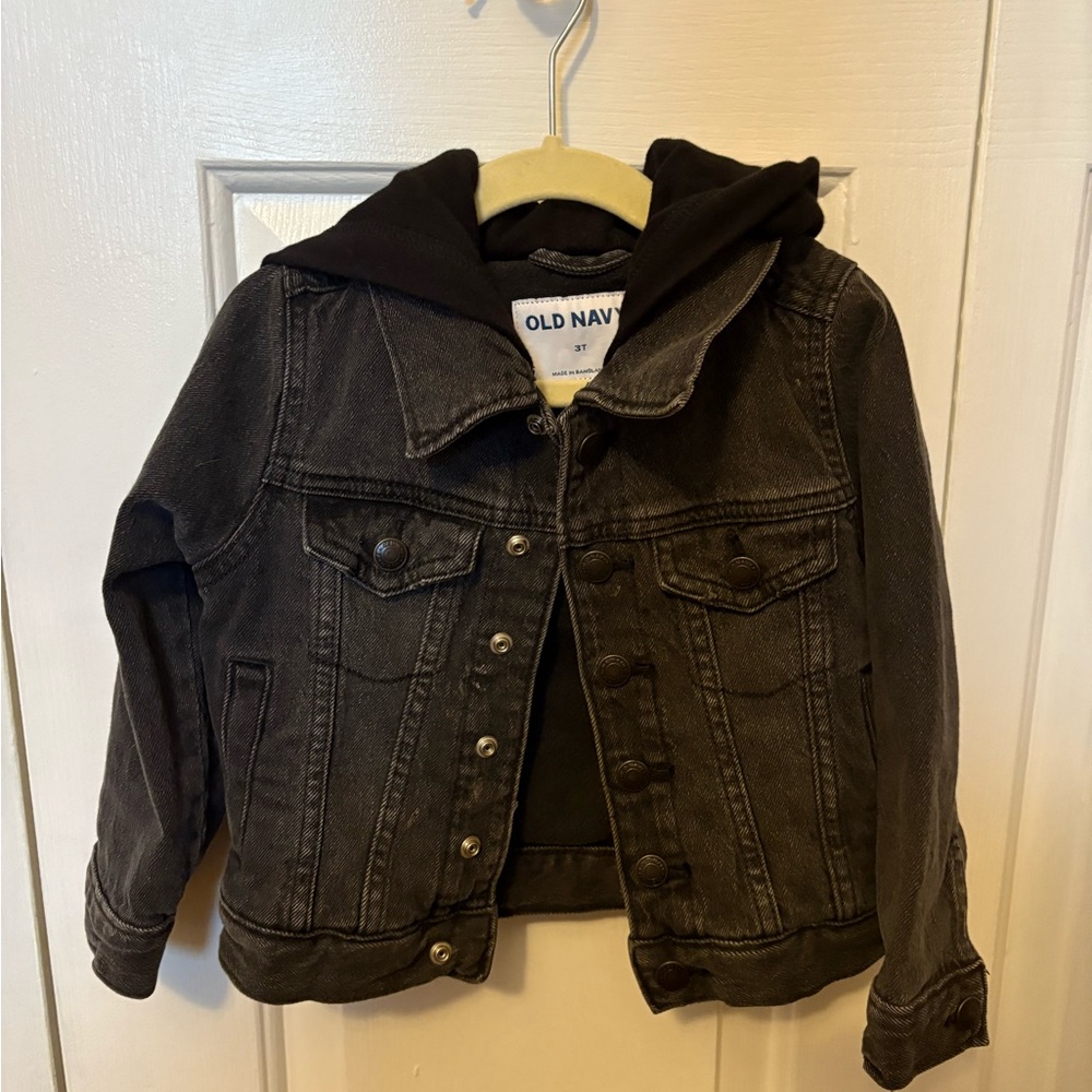 Old Navy Charcoal Kids Jean Jacket with Hood